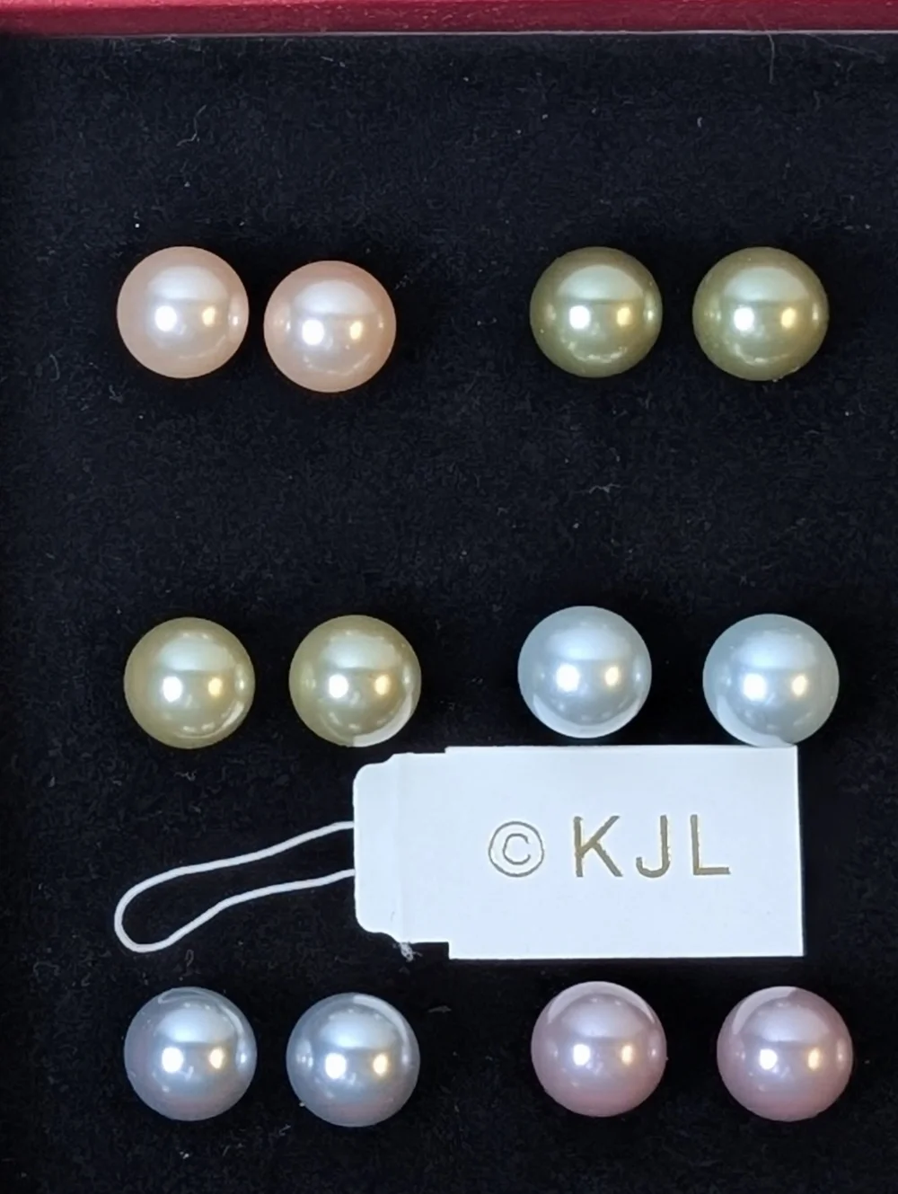 KJL Pearl Earring 8 Pair Set - Multicolor Pearlescent - Picture 3 of 11